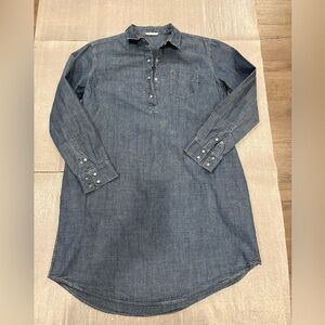 [M]Easel Blue Denim Casual Button Down Tunic Shift Dress
